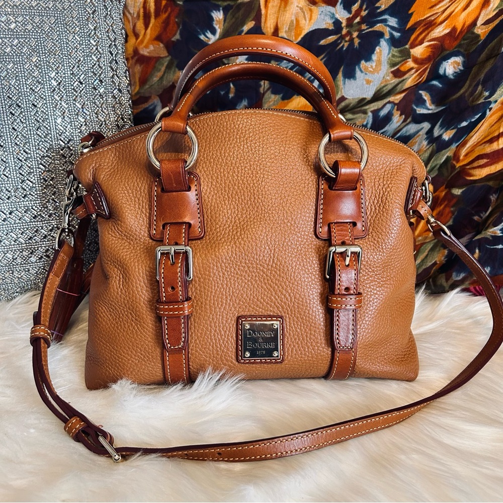 DOONEY & BOURKE Bristol Vintage Satchel Pebbled Caramel Tan Leather